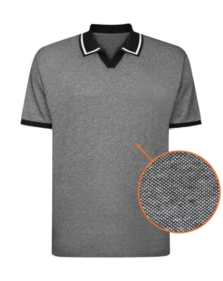 Bigdude Two Tone Tipped Revere Polo Shirt Black/Light Grey